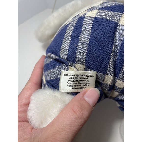 Bunnies By The Bay Reg# PA3261 Limited EDITION White Blue Plaid Large 12 In Bow - Picture 7 of 8